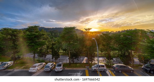 Kuala Lumpur, Malaysia - Apr 06 2020 : 4K Time Lapse Of The Rains And The Sunset Scene During Pandemic Lockdown In Malaysia.