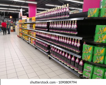 Kuala Lumpur Malaysia. Apr 29, 2018. Blackcurrant Cordial Ribena On Display In Supermarket Shelves