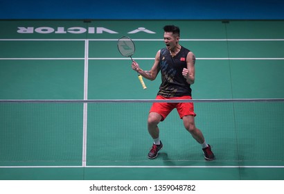 Kuala Lumpur, Malaysia - April 02, 2019 - Lin Dan of China in action during the Badminton Malaysia Open 2019 at Axiata Arena. 