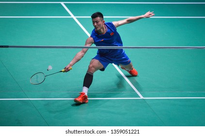 Kuala Lumpur, Malaysia - April 02, 2019 - Chen Long Of China In Action During The Badminton Malaysia Open 2019 At Axiata Arena. 