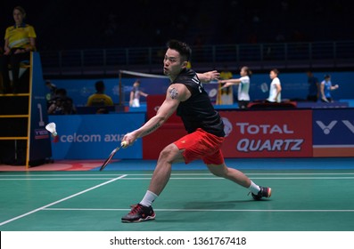 Kuala Lumpur, Malaysia - April 02, 2019 - Lin Dan of China in action during the Badminton Malaysia Open 2019 at Axiata Arena.
