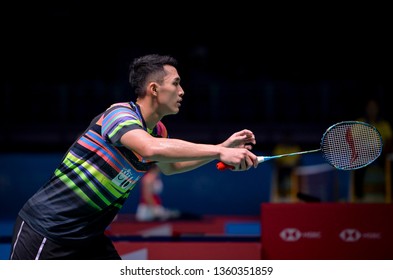 Kuala Lumpur, Malaysia - April 04, 2019 - Jonatan Christie Of Indonesia In Action During The Badminton Malaysia Open 2019 At Axiata Arena. 