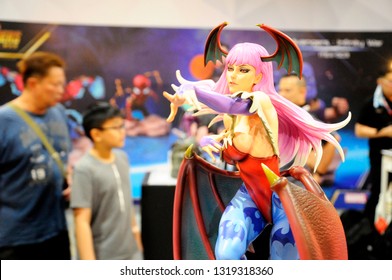 KUALA LUMPUR, MALAYSIA -APRIL 16, 2018: The Morrigan Aensland Player 2 Statue Fantasy Action Figure From Capcom Video Games Maker. Display By The Collector For The Public. 
