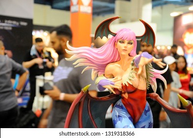 KUALA LUMPUR, MALAYSIA -APRIL 16, 2018: The Morrigan Aensland Player 2 Statue Fantasy Action Figure From Capcom Video Games Maker. Display By The Collector For The Public. 
