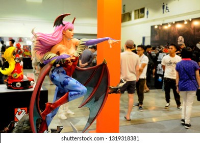 KUALA LUMPUR, MALAYSIA -APRIL 16, 2018: The Morrigan Aensland Player 2 Statue Fantasy Action Figure From Capcom Video Games Maker. Display By The Collector For The Public. 
