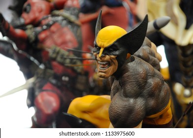 KUALA LUMPUR, MALAYSIA -APRIL 7, 2018: Wolverine Action Figure Display By Collector For Public. Wolverine Is A Fictional Character Appearing In American Comic Books And Movie Published By Marvel. 