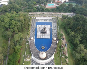 "Kuala Lumpur, Malaysia- April 7,2018: Aerial view of World War 2 National Monument in cloudy evening