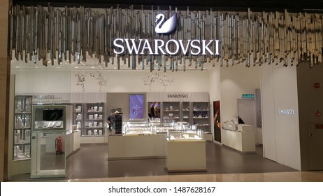 Kuala Lumpur , Malaysia - Aug 26 2019:Swarovski is an Austrian producer of crystal headquartered in Wattens, Austria. Swarovski has been a family-owned business since it was founded in 1895 by Daniel 