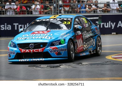 KUALA LUMPUR, MALAYSIA - AUGUST 08, 2015: Scott McLaughlin From The Volvo Polestar Racing Team Races In The V8 Supercars Street Challenge At The 2015 Kuala Lumpur City Grand Prix.