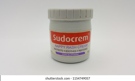 Kuala Lumpur / Malaysia - August 13 2018: Sudocrem In White Background. Sudocrem Is An Over-the-counter Medicated Cream Aimed Primarily At The Treatment Of Nappy Rash.