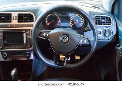 KUALA LUMPUR, MALAYSIA - AUGUST 13, 2017: Interior from Volkswagen Polo Allstar at the VW Car Festival. 