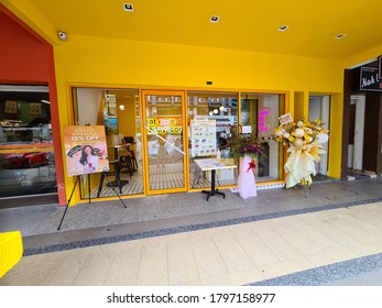 Kuala Lumpur, Malaysia - August 15,  2020 : Bakery Cake Shop Front View During New Shop Opening