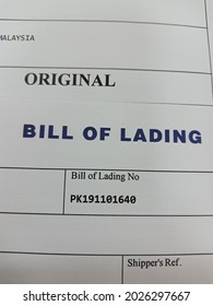 Kuala Lumpur, Malaysia - August 16th 2021 : Original and Non Negotiable Bill of Lading or BL is a document issued by a carrier (or their agent) to acknowledge receipt of cargo for shipment.
