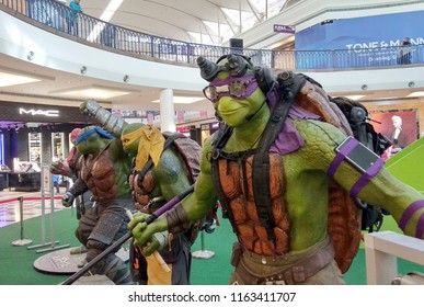 KUALA LUMPUR, MALAYSIA -AUGUST 23, 2018: Selected Focused Of Fictional Action Figure Character TEENAGE MUTANT NINJA TURTLE. Displayed By Collector On Desk For Public. 
