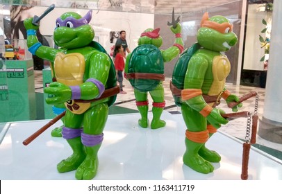 KUALA LUMPUR, MALAYSIA -AUGUST 23, 2018: Selected Focused Of Fictional Action Figure Character TEENAGE MUTANT NINJA TURTLE. Displayed By Collector On Desk For Public. 
