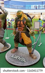 KUALA LUMPUR, MALAYSIA -AUGUST 23, 2018: Selected Focused Of Fictional Action Figure Character TEENAGE MUTANT NINJA TURTLE. Displayed By Collector On Desk For Public. 
