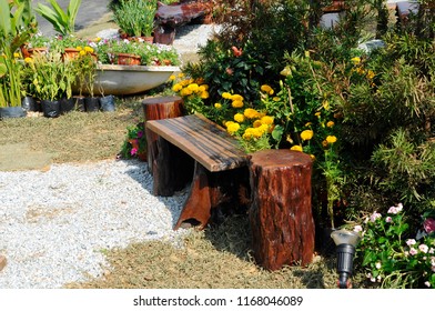Tables And Chairs From Natural Stumps Images Stock Photos