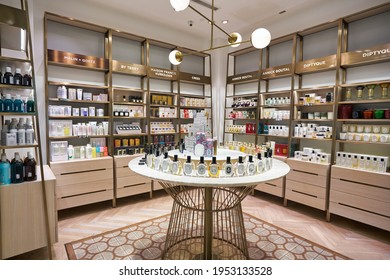 KUALA LUMPUR, MALAYSIA - CIRCA JANUARY, 2020: Diptyque Fragrances On Display At KENS Apothecary Store In Suria KLCC Shopping Mall In Kuala Lumpur.