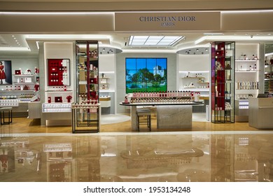 KUALA LUMPUR, MALAYSIA - CIRCA JANUARY, 2020: bottles of Dior fragrance sit on display at a store in Suria KLCC shopping mall in Kuala Lumpur.