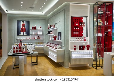 KUALA LUMPUR, MALAYSIA - CIRCA JANUARY, 2020: interior shot of Dior store in Suria KLCC shopping mall in Kuala Lumpur.