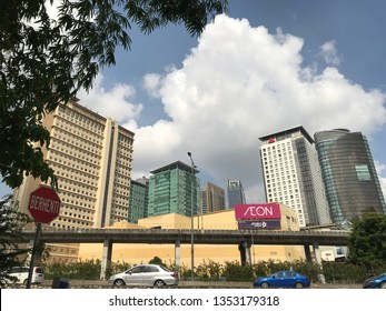 Kuala Lumpur, Malaysia- Circa March 2019. Aeon Shopping Centre At Klang Valley View From Federal Highway.