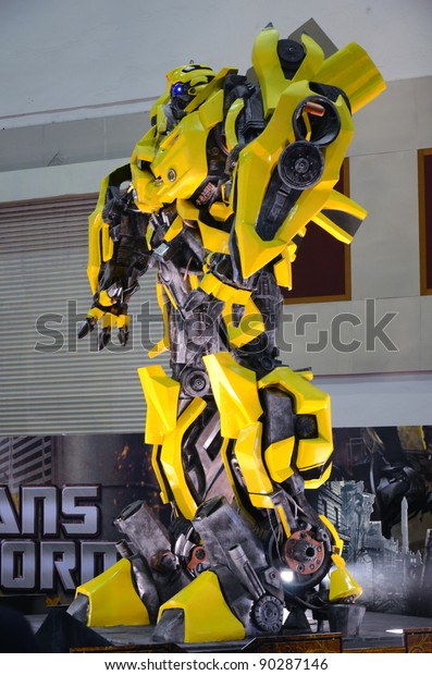 KUALA LUMPUR,\
MALAYSIA - DEC 12: Replica of Bumblebee from Transformers were\
displayed at Kuala Lumpur International Motor Show (KLIMS) on\
December 12, 2010 in Kuala Lumpur\
Malaysia.