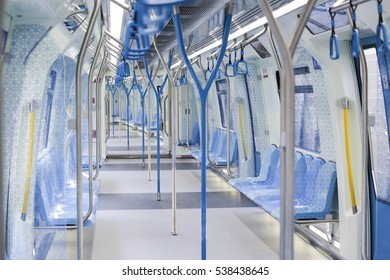 KUALA LUMPUR, MALAYSIA - DECEMBER 15, 2016 : Interior Of Mass Rapid Transit Train. MRT Is New Public Transport In Klang Valley With Launch Of The First Line From Sungai Buloh To Kajang (SBK).