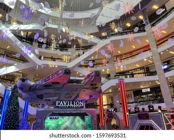KUALA LUMPUR, MALAYSIA - December 20th, 2019 : Star wars millenium falcon replica at Pavilion Bukit Bintang during star wars rise of skywalker movie promo during christmas. 