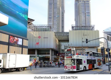 KUALA LUMPUR, MALAYSIA - DECEMBER 25, 2017: Bukit Bintang, Malay Word For Start Hill Have Grown To Business, Shopping And Entertainment Hub Since Its Humble Beginning Of 1960s. 