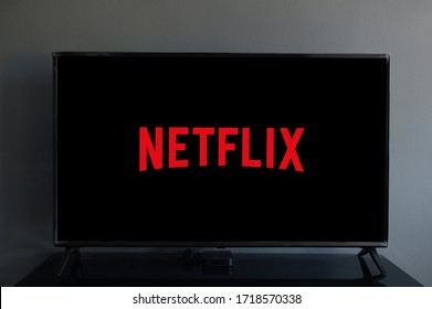 Kuala Lumpur, Malaysia - Feb 28, 2020: Netflix logo on LG TV. Netflix is an American entertainment company founded by Reed Hastings and Marc Randolph on August 29, 1997, in Scotts Valley, California.