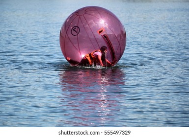 KUALA LUMPUR, MALAYSIA - FEBRUARY 14TH, 2017. People play Water Ball in the Lake.