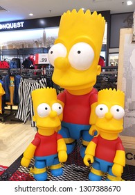 Kuala Lumpur, Malaysia- February 4, 2019: Simpson Toys Display In The Shopping Mall. The Simpsons Is An American Animated Sitcom Created By Matt Groening For The Fox Broadcasting Company. 