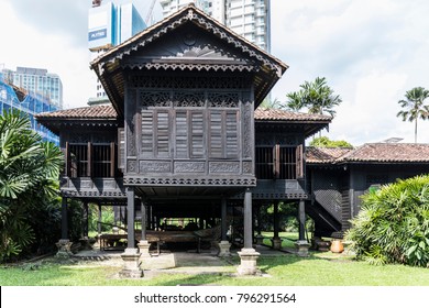 Kuala Lumpur, Malaysia - Jan 18, 2018 : Rumah Penghulu Abu Seman Or Chief House. View Of A Traditional Malay Wooden House From Kedah.