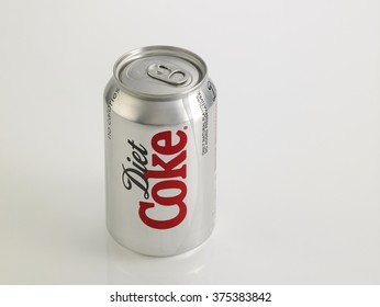 Kuala Lumpur Malaysia Jan 18th 2016, can of the diet coke on the white background