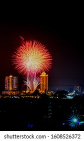 Kuala Lumpur, Malaysia - January 1,2020: Sunway Piramid, Kuala Lumpur 2020 Fireworks 