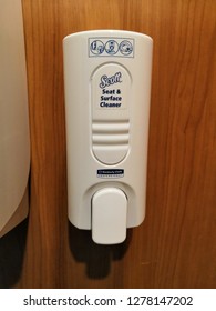 Kuala Lumpur, Malaysia - January 2019 :Scott Soap Dispenser From Kimberly Clark Brand.Kimberly-Clark Corporation Is An American Multinational Personal Care Corporation. 