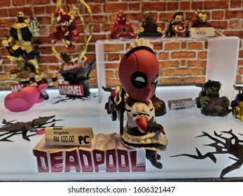 Kuala Lumpur , Malaysia - January 2020 : Deadpool character for sale at DC outlet store. Marvel is the brand name and primary imprint of Marvel Worldwide Inc. 