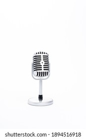 Kuala Lumpur, Malaysia - January 2021. Vintage classic microphone isolated on white background