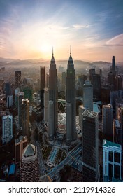 Kuala Lumpur, Malaysia - January 5th 2022: KLCC Skyline With Sunrise