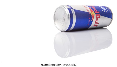 KUALA LUMPUR, MALAYSIA - JANUARY 7TH, 2015. Cans of Red Bull energy drink. Red Bull is the most popular energy drinks in the world with 5.387 billion cans sold in 2013. 