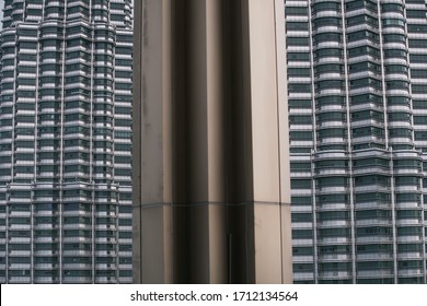 KUALA LUMPUR, MALAYSIA - JUL 27, 2019: Close Up Of The KLCC Window And Exterior Design. Petronas Twin Towers.