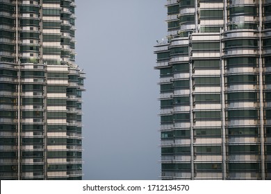 KUALA LUMPUR, MALAYSIA - JUL 27, 2019: Close Up Of The KLCC Window And Exterior Design. Petronas Twin Towers.