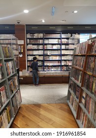 KUALA LUMPUR, MALAYSIA - JULY 11,2020 : A Boy Looking A Comics In Manga Department At  Books Kinokonuya Malaysia At KLCC. 