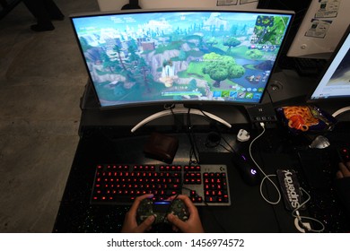 KUALA LUMPUR, MALAYSIA - JULY 18, 2019 : Gamer playing e-sport online games in cybercafe.