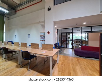 Kuala Lumpur, Malaysia- July 19, 2022 : Private University Library Interior Look Design. Selective Focus.