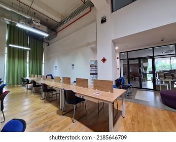 Kuala Lumpur, Malaysia- July 19, 2022 : Private University Library Interior Look Design. Selective Focus.