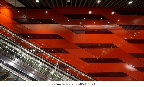 Kuala Lumpur, Malaysia – July 25, 2017 : New MRT Bukit Bintang Station  Interior Design.  Malaysia MRT (Mass Rapid Transit) Train, The Latest Public Transport In Malaysia.