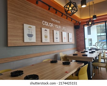 Kuala Lumpur, Malaysia- June 19, 2022 : Steamboat Food Shop Interior Look Modern And Contemporary Design With Individual Steamboat Stove. Selective Focus