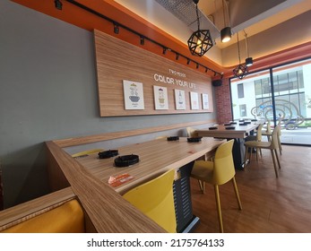 Kuala Lumpur, Malaysia- June 19, 2022 : Steamboat Food Shop Interior Look Modern And Contemporary Design With Individual Steamboat Stove. Selective Focus