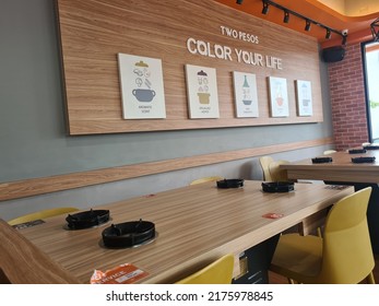 Kuala Lumpur, Malaysia- June 19, 2022 : Steamboat Food Shop Interior Look Modern And Contemporary Design With Individual Steamboat Stove. Selective Focus